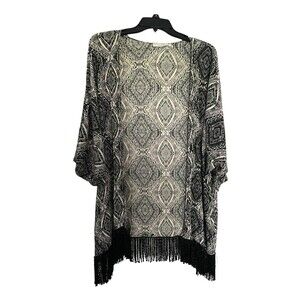 Audrey 3+1 Kimono Fringe Boho Gypsy Swim Coverup Cruise Kaftan Beach Artsy M-L